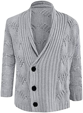 Jackets Luvlc para Men Sweater, moda casual v pescoço malha com suéteres com botões, casaco de capa de outono esbelto fora de