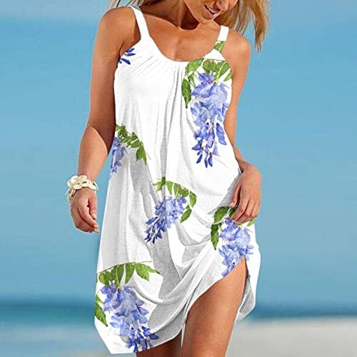 Vestidos de estilingue de verão beuu para mulheres mangas casuais mini vestidos soltos fit gnedneck vestidos de praia boho estampest