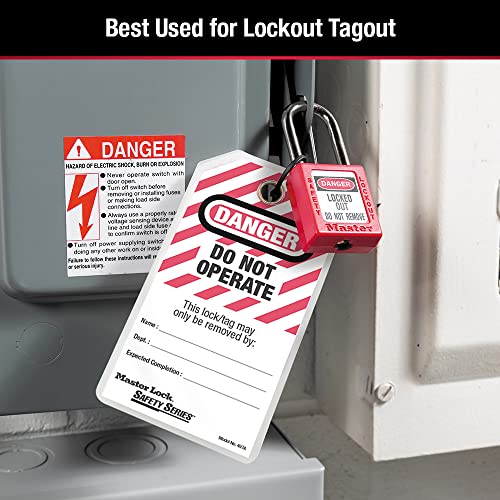 Master Lock 497a Tagout de bloqueio de bloqueio, laminado não opera, compatível com OSHA, 12 pacote