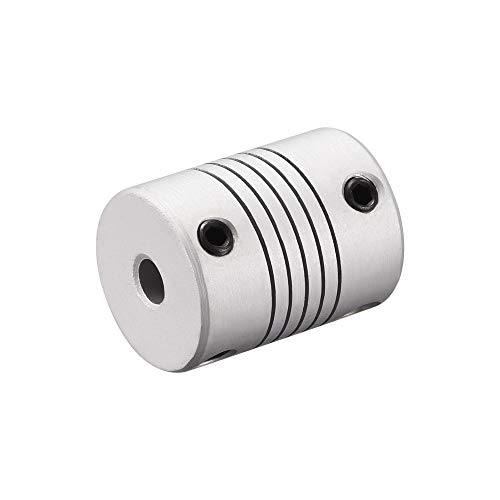 UXCELL de 4 mm a 6,35 mm de eixo de liga de alumínio Conector de acoplador flexível Junta L25xd19 Prata, 5pcs