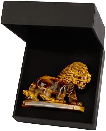 ArtistOne 2.6 Tigre amarelo Eye Stone Crystal Lion Figuras esculpidas Gemstone Animal
