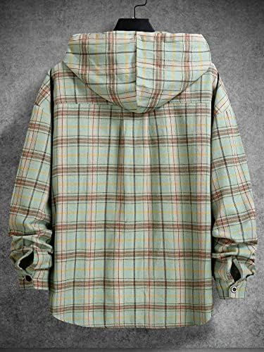 Jaquetas para homens jaquetas masculino masculino com estampa xadrez casaco com capuz sem camiseta sem camiseta