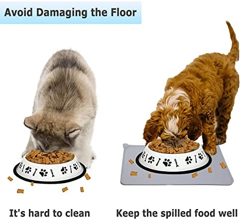 Conjunto de tapetes de tigela de comida à prova d'água, almofada de alimentação de estimação de silicone anti-deslizamento com bordas, silicone de espátula e tapete de gato de cachorro