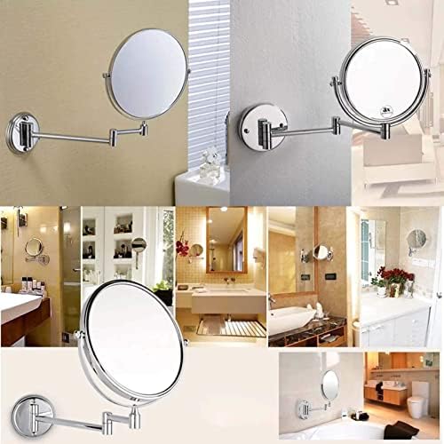 Espelho montado na parede de 8 '', 360 ° Gliplel Extendable Cosmetic Vanity Mirror, espelho de ampliação 3x/5x/7x/10x, espelho de parede