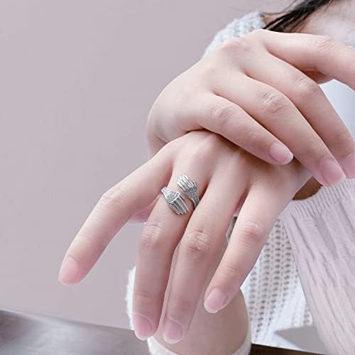 Timemoryus Spoon Ring, S925 Sterling Silver Rose Ajustável Ajuste Open Gold Antique Spoon Rings para Mulheres