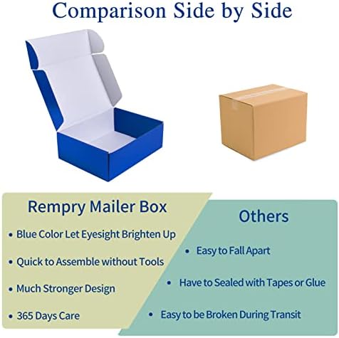 Rempry 12x9x3 caixas de remessa azul médio 20 pacote, caixa de presente com tampa para envolver presentes, caixas de papelão para embalagem de pequenas empresas