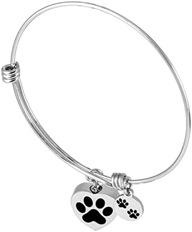 Pata de cachorro de supra pata em meu coração Cremação urna pulseira - pulseira de arame expansível para jóias de cinzas memoriais para animais de estimação