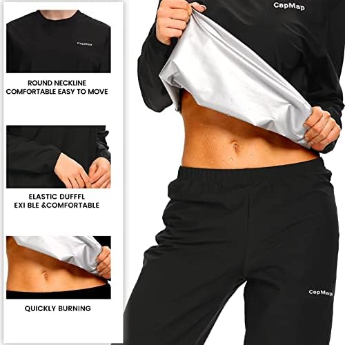 Capmap Sauna Suit para mulheres Perda de peso ， Sweat Sauna Jacket Gym Gym Suits Sweat For Women