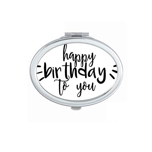 Feliz aniversário comemorar o espelho de citação oval de maquiagem de bolso de mão portátil