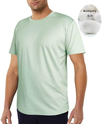 Camiseta de malha de algodão de seda masculina mjori