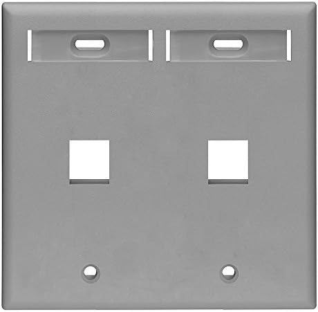 Leviton 42080-4wp 4 portas Gangue Dupla Quickport Wallplate com janelas de identificação, branco