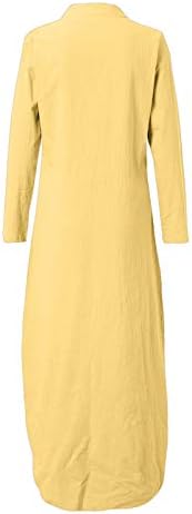 Vestido tifzhadiao maxi para mulheres de manga comprida Vestidos longos e casuais vestidos de linho de algodão da moda
