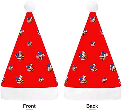 American Maryland State Flag shamrock engraçado chapéu de Natal Papai Noel Hats Plexh Short com punhos brancos para suprimentos de