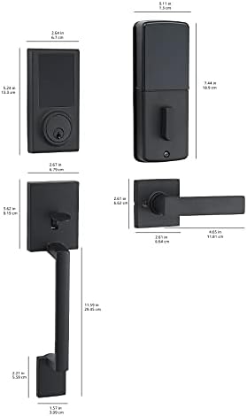 Basics Grau 3 Crega de toque eletrônica Lock de porta de porta de morte com o cabo do mão do portas - preto fosco