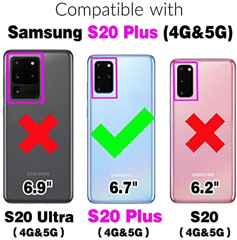 Asuwish Compatível com Samsung Galaxy S20 Plus Glaxay S20+ 5G Caixa da carteira e protetor de tela de vidro temperado Tampa do telefone
