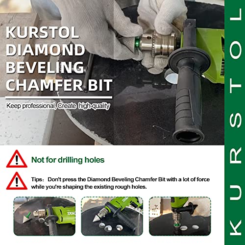 Kurstol Diamond Cone Tile Bit - Diamond Countersink Drill Bit 2pcs 4/5 em xex hastes de hastes de helicóptero, diamante