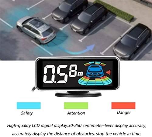 Sistema de radares de reversão de carros ， com 8 sensores de estacionamento Detecção de distância LCD Display Display Aviso de som