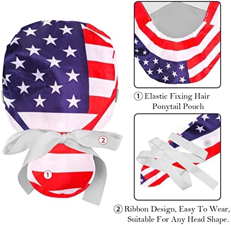 Niaocpwy 2pcs Mulheres Capace de trabalho ajustável com BOTON Bandeira de Botão Flags Kingdom emblema Ponytail Bolsa Tie Back