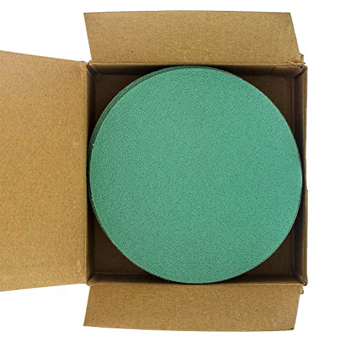 DURA -GOLD 5 Green Film Sanding Discs - 80 Grit & 5 Hook & Loop Da Backing Plate Plaw