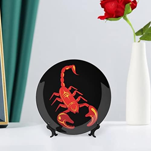 Scorpion Bone China Decorativa Placas redondas Placas de cerâmica Craft Com Display Stand for Home Office Wall Dinner Decor