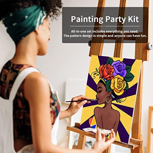 Kit de pintura de tela vochic pré -desenhado tela para pintura para adultos kits de festa de festa tinta e gole de festas de festa