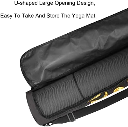 Feliz Natal Golden Yoga Mat Bags Full-Zip Yoga Carry Bag for Mulher Men, Exercício portador de tapete de ioga com cinta ajustável