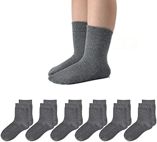 Epeius Girls Meia meias sem costura Cotton School Dress Socks Kids Boys Crew 6 pacote