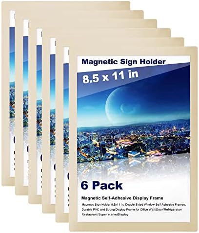 Suporte de sinal magnético 8.5x11 , suporte de placas magnéticas de janela de dupla face com PVC transparente e estrutura de