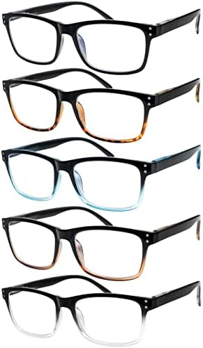 Óculos de leitura sigvan 5 embalagem de luz azul bloqueando anti -fadrinha de moda leve leitores de computadores de moda para