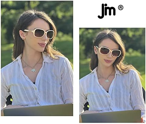 JM Bifocal Reading Sunglasses for Women Vintage Readers Glasses Protection UV Outdoor Beige +1,75