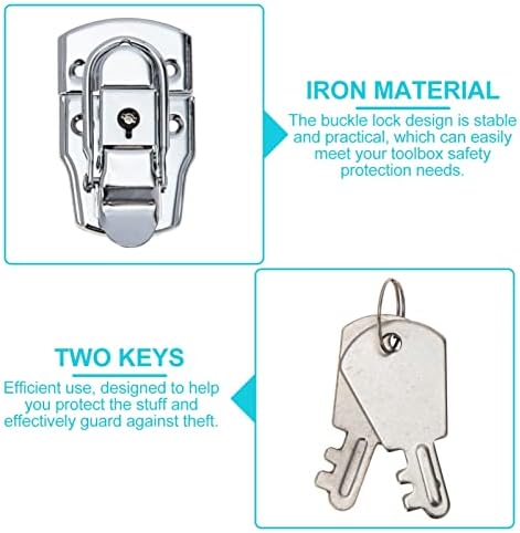 Dmuniz 4 Define Iron Toolbox LockBox Caixa de ferramentas Caixa de ferramentas Bloqueio de fivela com a chave da caixa de ferramentas