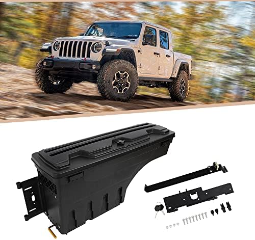 Caixa de armazenamento da cama de caminhão de Beakosaet para Jeep Gladiator 2020-2022, caixa de ferramentas de poço de roda