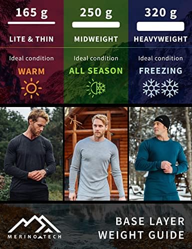 Merino Wool Base Camada Mens Pontas Informadas Merino Lã Térmica Roupa Long Johns Light, Mid, Heavyweight + Lã Meias