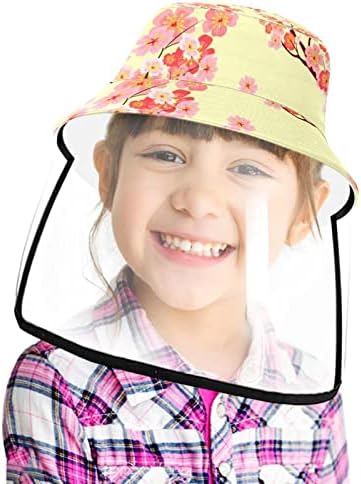 Chapéu de proteção para adultos com escudo facial, chapéu de pescador anti -sun tap, cartoon animal urso sorvete adorável