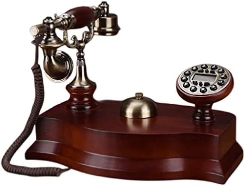 ZSEDP antigo telefone fixo do telefone mecânico pastoral Retro Office Mold Wood Linear lineado azul Luz de fundo+HandsFree+ID do chamador