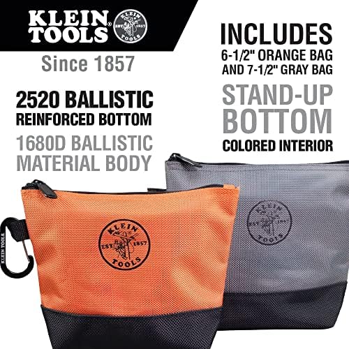 Klein Tools 55470 Bolsa de utilidade, sacos de ferramentas com zíper, tecido balístico de 1680d resistentes e 32308 Chave de fenda