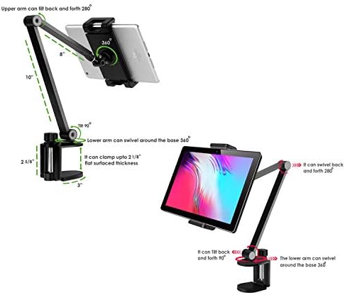 Alumínio Tablet Longo Tablet Stand Compatível com iPhone/iPad/iPad mini/iPad Pro 12,9 Qualquer telefone/tablets 4-13 polegadas,