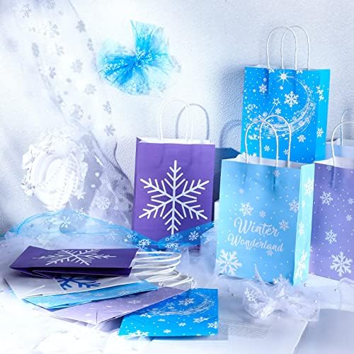 Jeyiour Snowflake Party Favors Bags Double impresso de inverno Papel congelado Bolsas de guloseimas de guloseimas de natal Bolsa