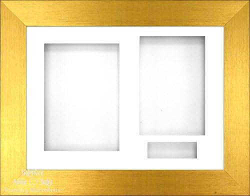 Babyrice 11.5x8.5 Cozido Gold 3D Display Frame / Branco 3 orifícios Montagem e Backing