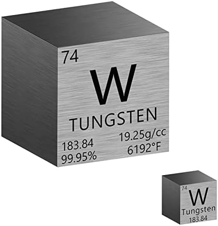 2 peças Cubo de tungstênio, cubo de elemento de alta densidade de metal puro, cubos de densidade de metal para o laboratório de coleções