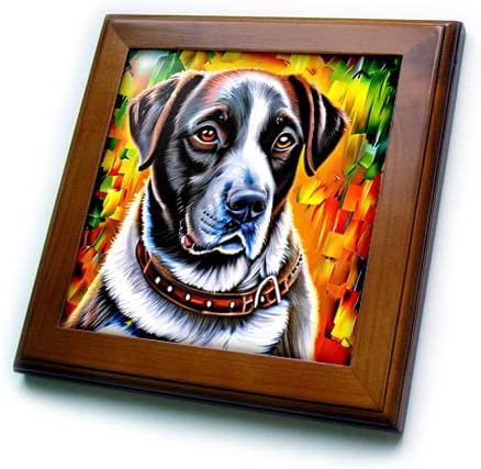 3drose wonderful labrador retriever cão retrato em colorido. - ladrilhos emoldurados