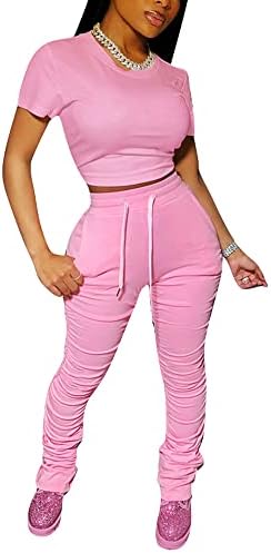 Pinsv Women's 2 Peças Roupfits Summer Lounge Wear Bodycon Workous Sets