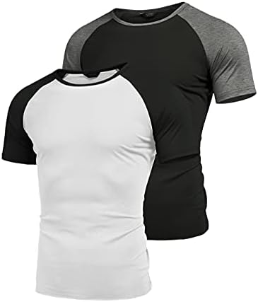 Coofandy Men's 2 Packs Gym Muscle T Shirts Fitness Workout Baseball Camisetas