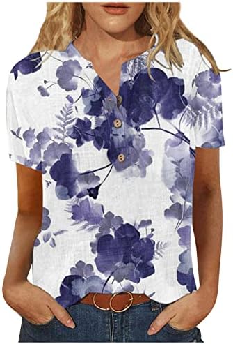 Camisas de verão femininas linho de algodão casual de linho de manga curta de manga curta Tops de camisa curta de camisa curta