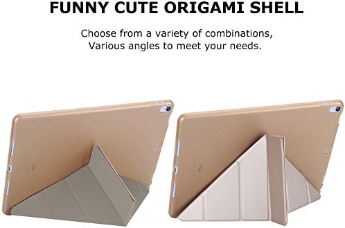 Novo caso do iPad 9.7 de 2017, novo iPad 9.7 2018 Case, capa de matek origami smart slim, 3D projetado com stand muti-ângulo AUTO AUTO/SLEEP FUNCH TPU Voltar para o novo iPad 9.7 Modelo 2017/2018, ouro