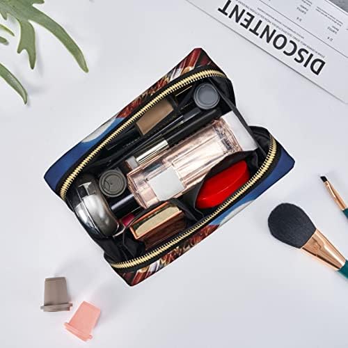 PSVOD American Eagle Leather Cosmetic Bag, Bolsa de cosméticos com zíper de viagem, bolsa de cosméticos portáteis para