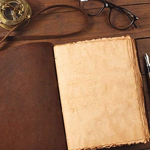 Jornal de couro Alcraft Jornal vintage LIVIMENTO DE CATO VINTAGEM MADEIRO ANTIGO DE PAPELA ANTIGO DE PAPELA LIVRO DE CALARO DO LIVRO DE SHADOWS Journal - Gross Journal - Vintage Journal for Men and Women- 9,15 x 6,5 polegadas