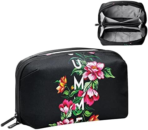 Organizador de eletrônica de impressão floral colorida, bolsa de armazenamento de cabo de cabo à prova d'água para viagens em casa,