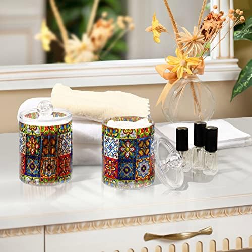 Talavera mexicana Tilha cerâmica Cotton Swab Setor de banheiro Recipientes de banheiro Jars com tampas conjuntos