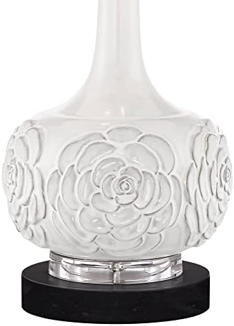 POSTINI EURO Design Natalia Country Cottage Table Lamp 27 de altura com tambor de cerâmica de mármore preto redondo para